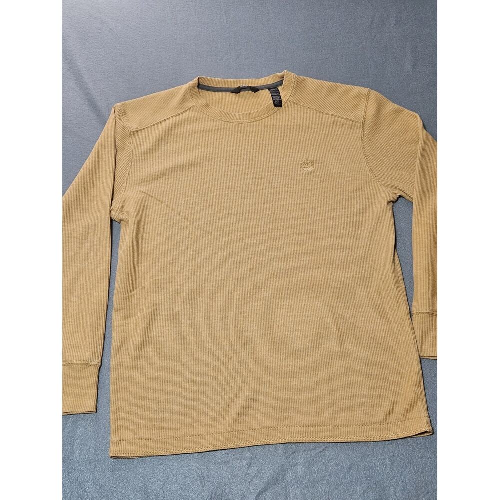 Wrangler Shirt Mens Medium Gold Long Sleeve Waffle Knit Crew Neck Shirt Pullover